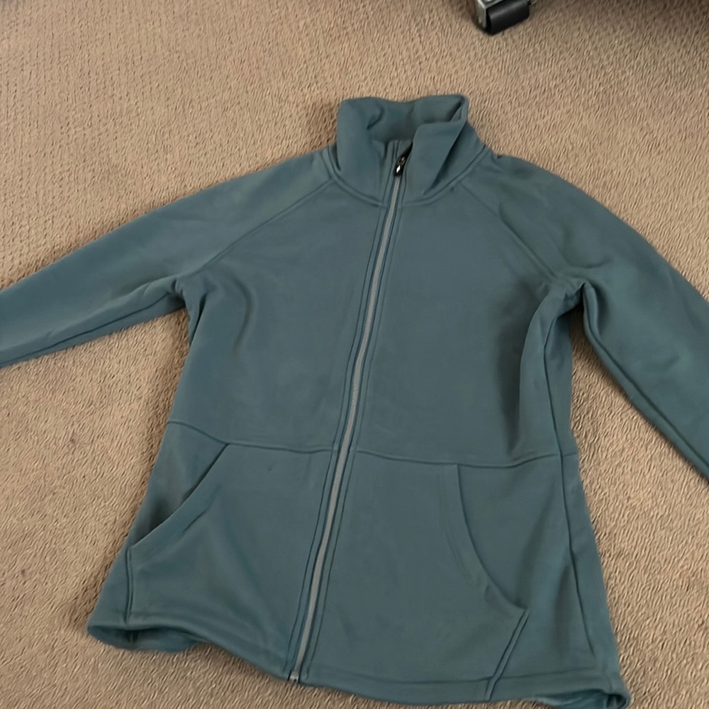 Blue ish , green full zip sketchers jacket fuzzy on the inside never been worn